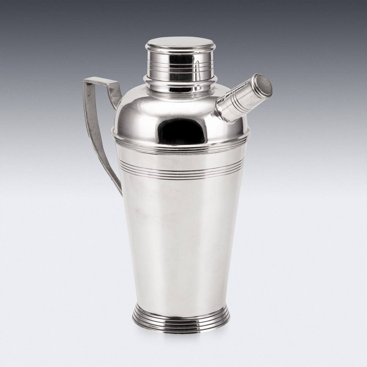Antique 20thc Large Art Deco Silver Plated Cocktail Shaker, Birmingham C.1925-photo-1