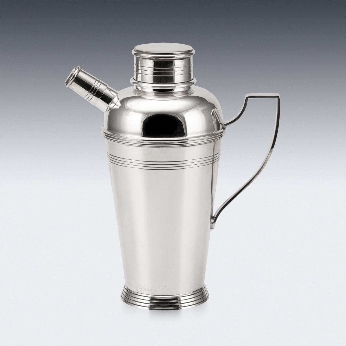 Antique 20thc Large Art Deco Silver Plated Cocktail Shaker, Birmingham C.1925-photo-2