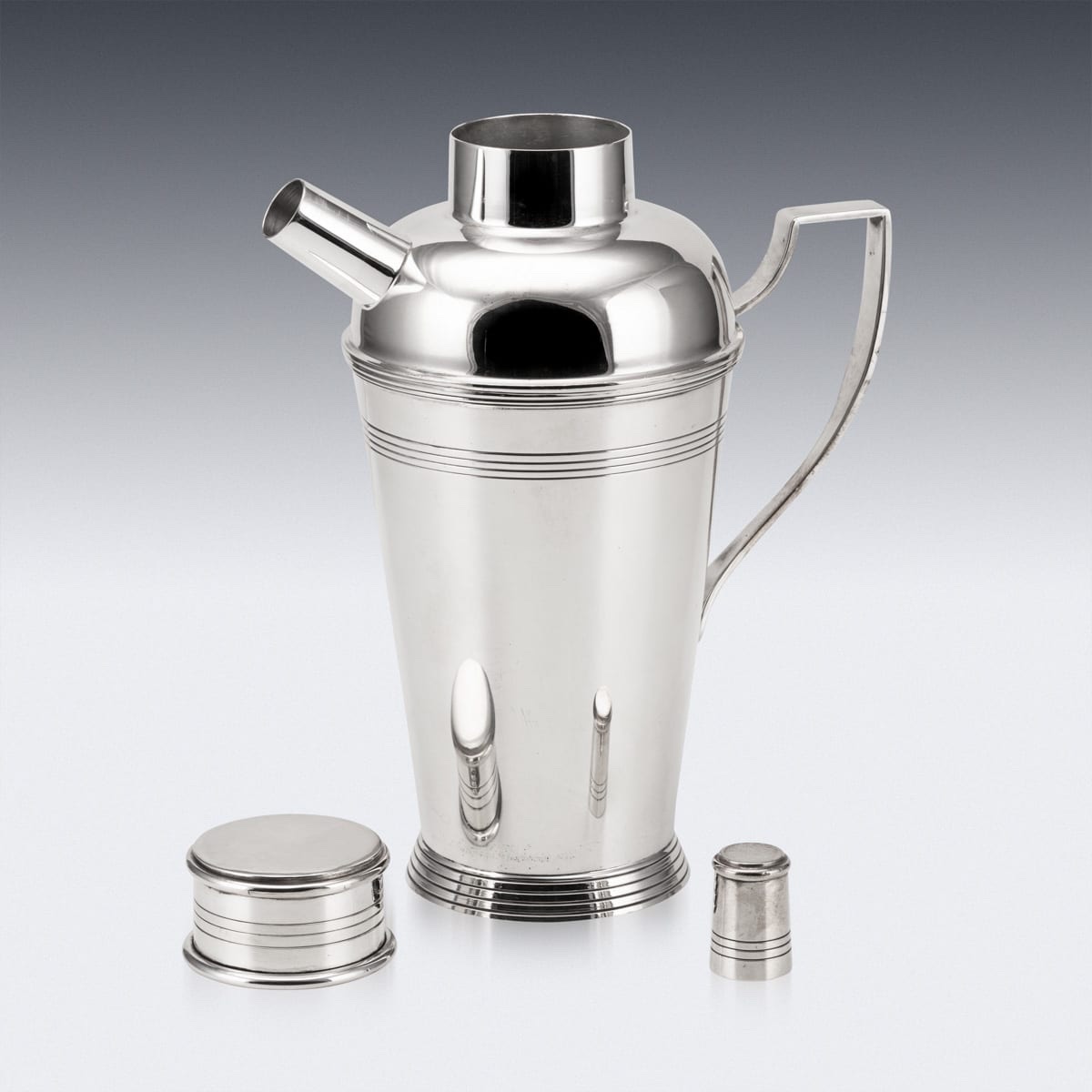 Antique 20thc Large Art Deco Silver Plated Cocktail Shaker, Birmingham C.1925-photo-3