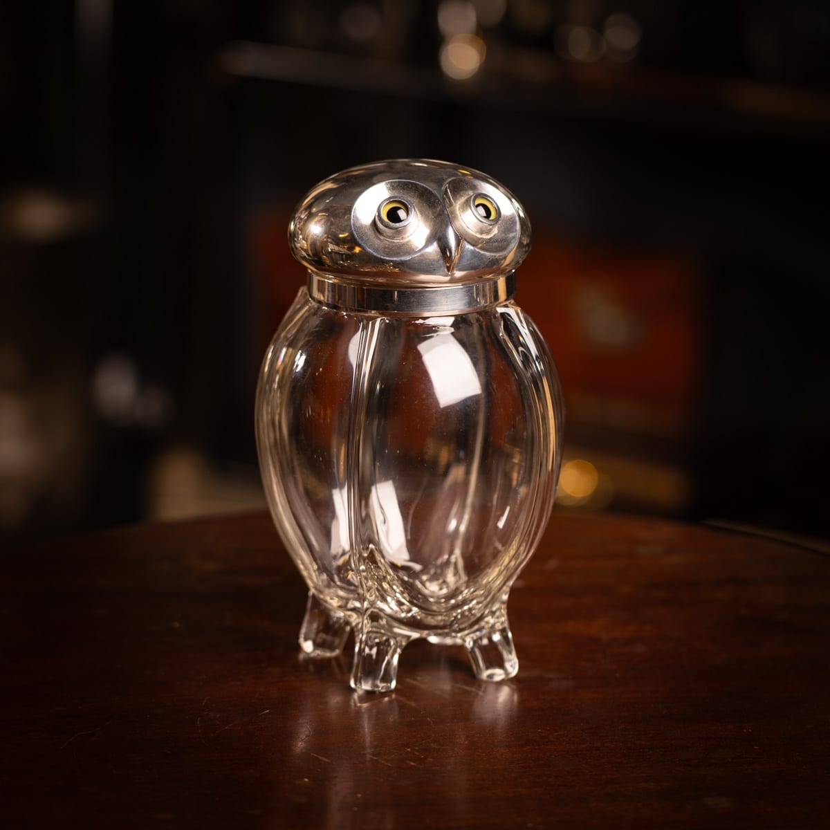 Seau à glace Art Déco ancien en forme de hibou, métal argenté, vers 1920-photo-2