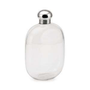 Antique 19thc Victorian Solid Silver & Glass Flask Decanter, London C.1888