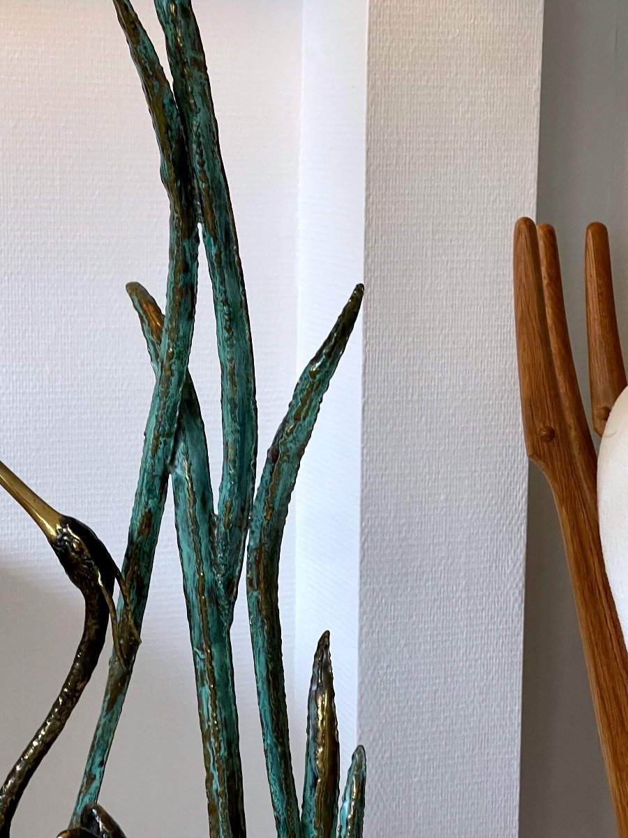 Bronze Floor Lamp - Great Heron - Faubourg Parisien - XXth Century-photo-3