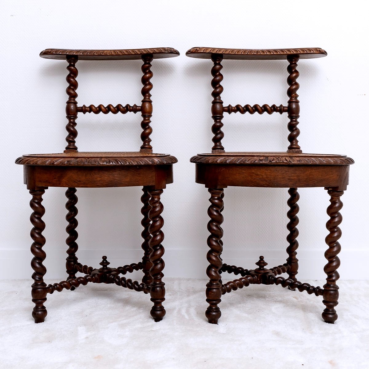 Pair Of Old Smoking Chairs Say: Smoking - Solid Oak - Period: XIXth Century-photo-2