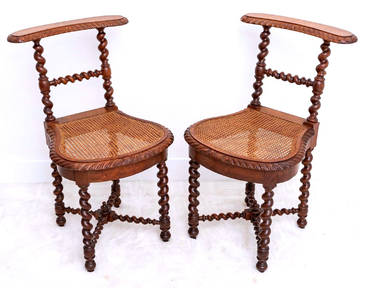 Pair Of Old Smoking Chairs Say: Smoking - Solid Oak - Period: XIXth Century-photo-3