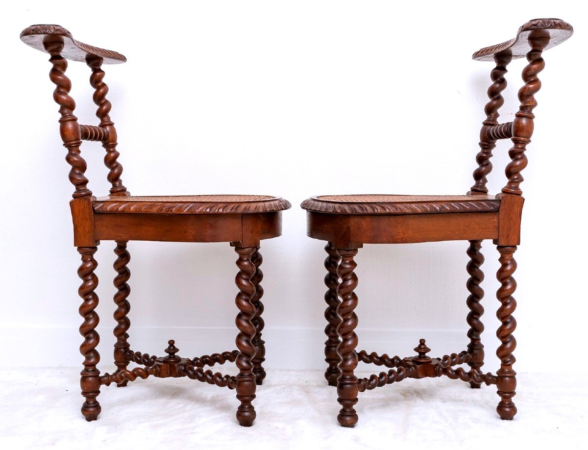 Pair Of Old Smoking Chairs Say: Smoking - Solid Oak - Period: XIXth Century-photo-4