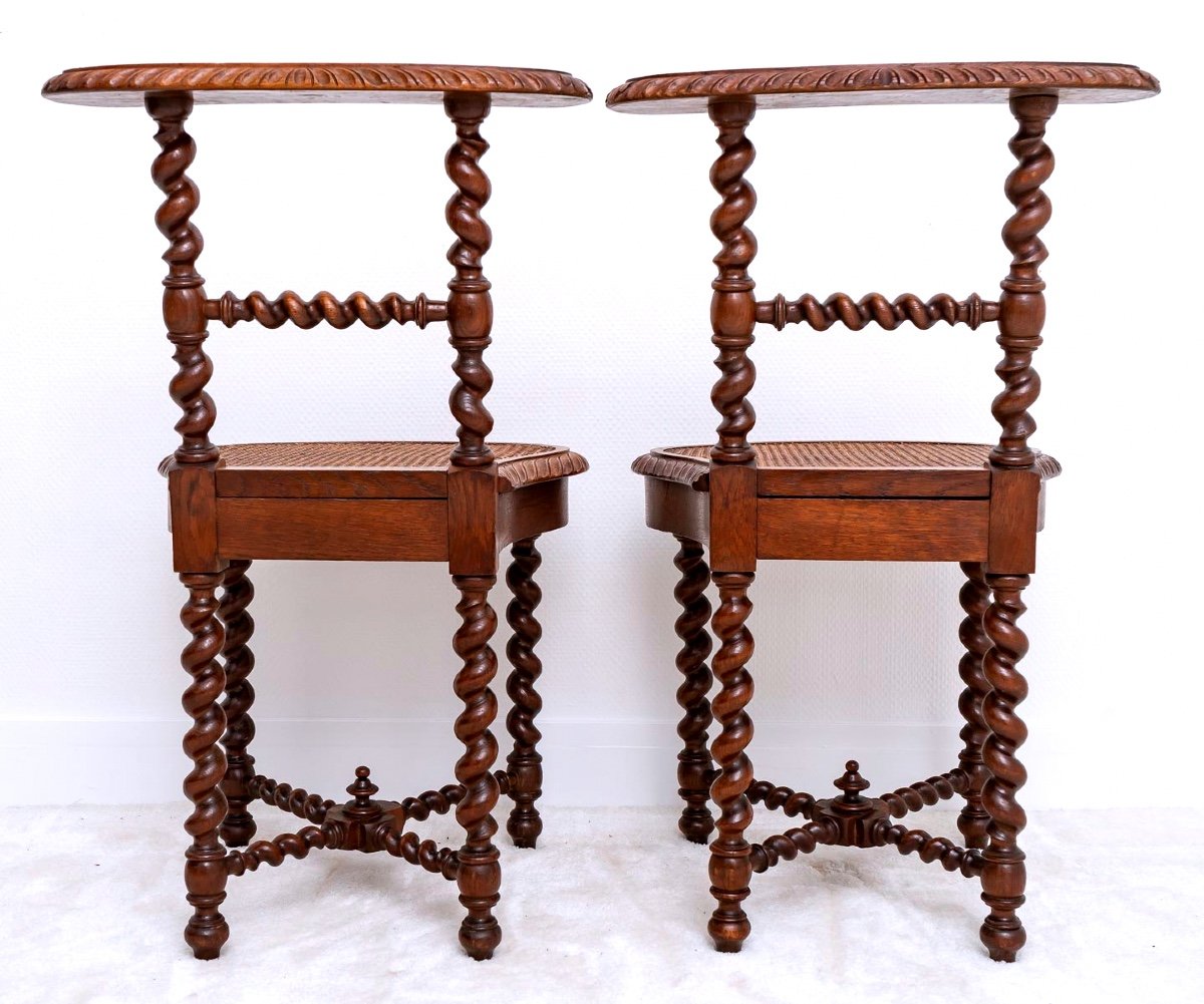 Pair Of Old Smoking Chairs Say: Smoking - Solid Oak - Period: XIXth Century-photo-5