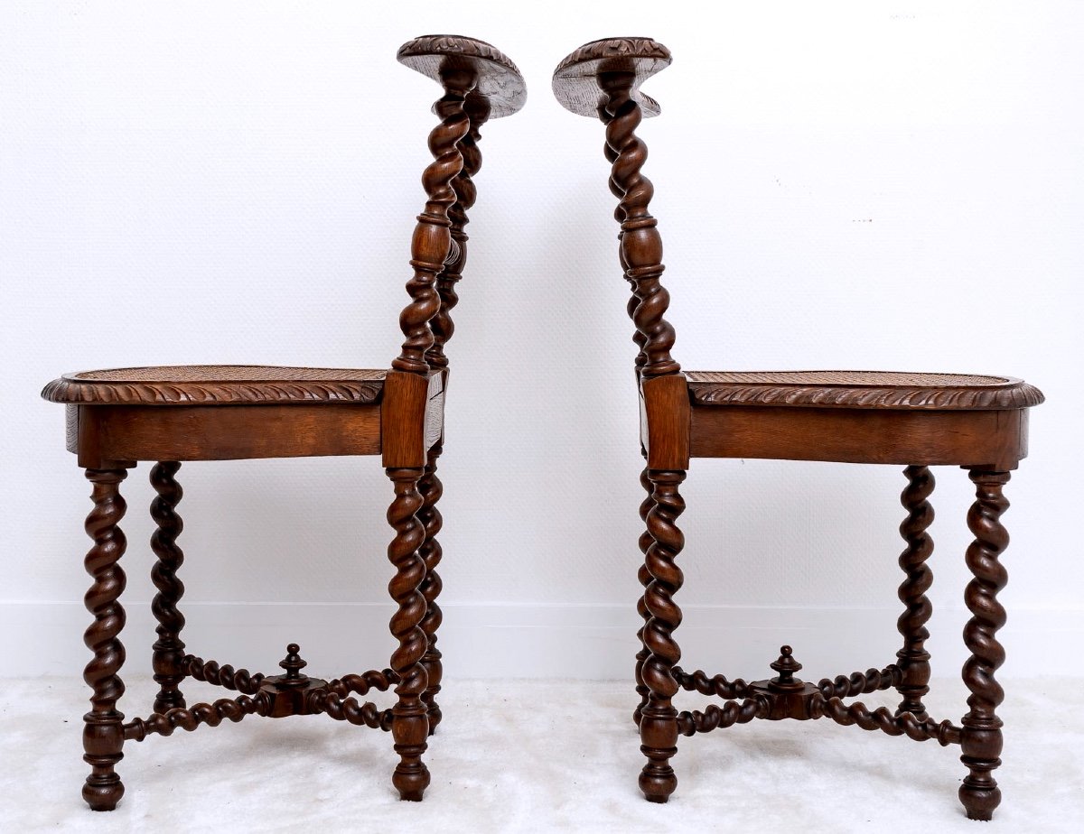 Pair Of Old Smoking Chairs Say: Smoking - Solid Oak - Period: XIXth Century-photo-6
