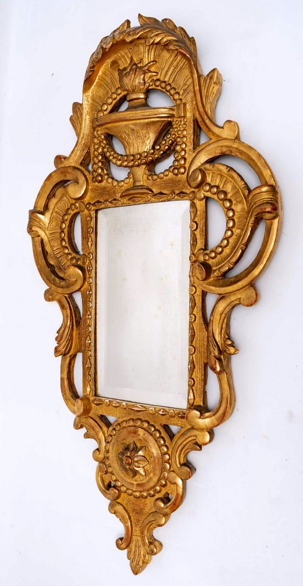 Bedroom Mirror - Bridal Mirror - Golden Wood - Period: XVIIIth Century-photo-4