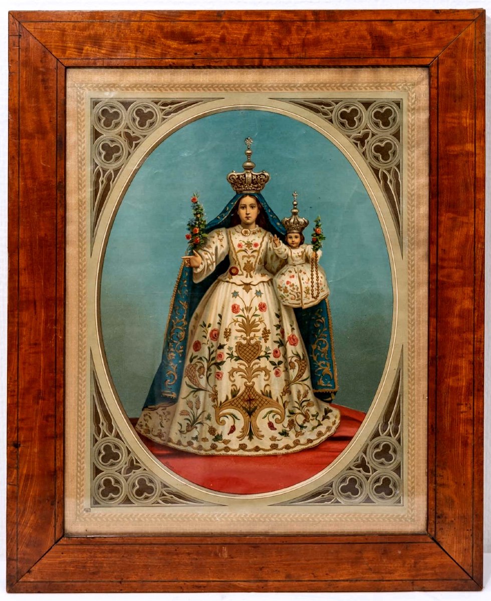 Chromolithographie Polychrome - Vierge Du Rosaire - époque : Début XXème