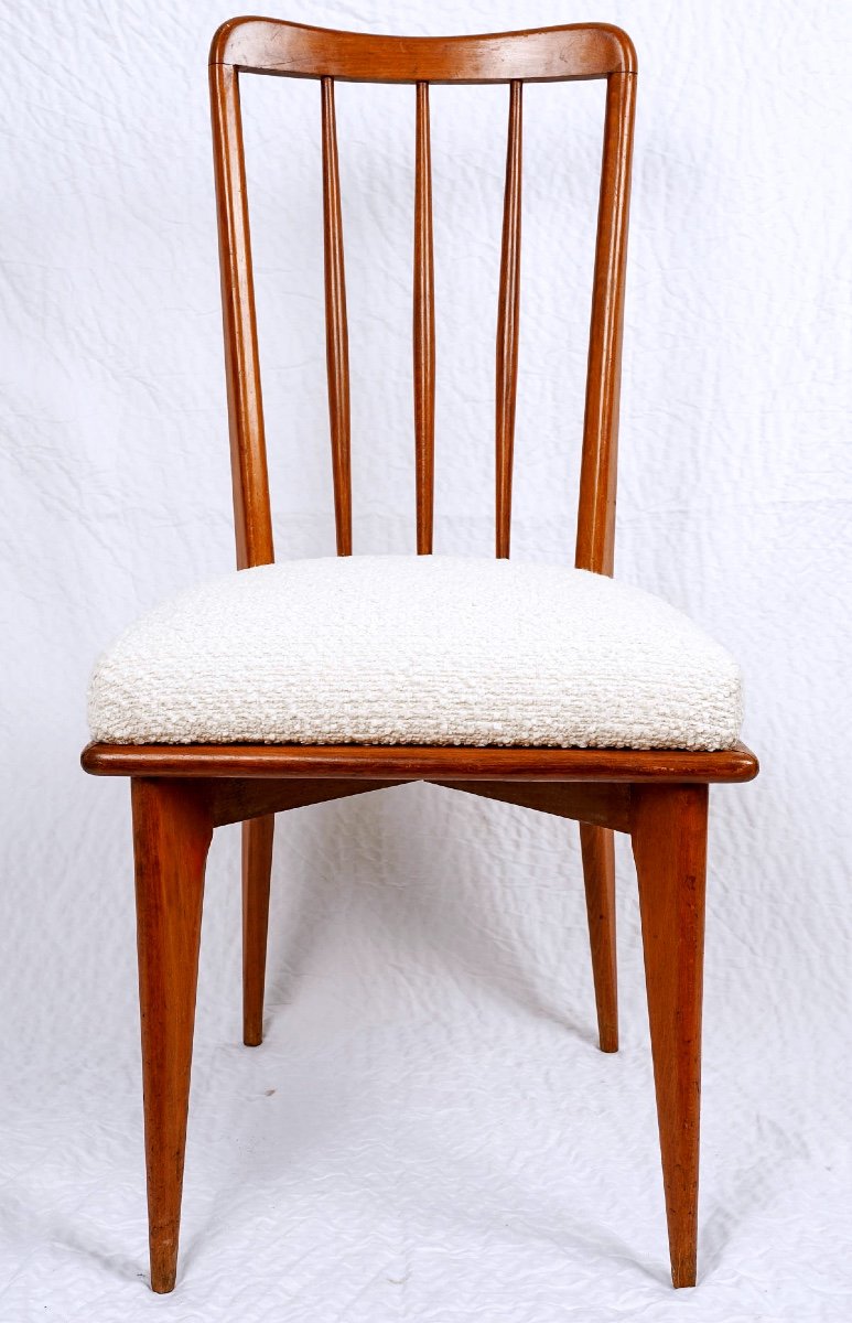 Set Of 7 Dining Room Chairs - Teak - Charles Ramos - Period: 20th Century-photo-3