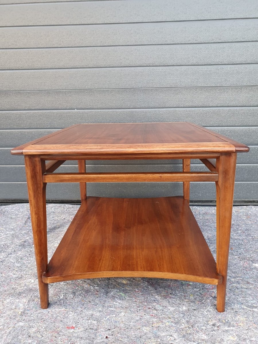 Four Legs And Two Trays Oak Side Table - Stamped-photo-2