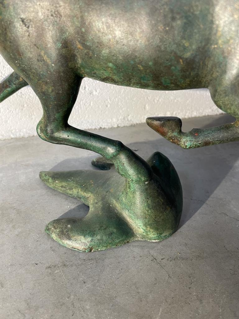 Antique Green Patina Bronze - The Flying Horse Of Ganzu - Period: Early 20th Century-photo-5