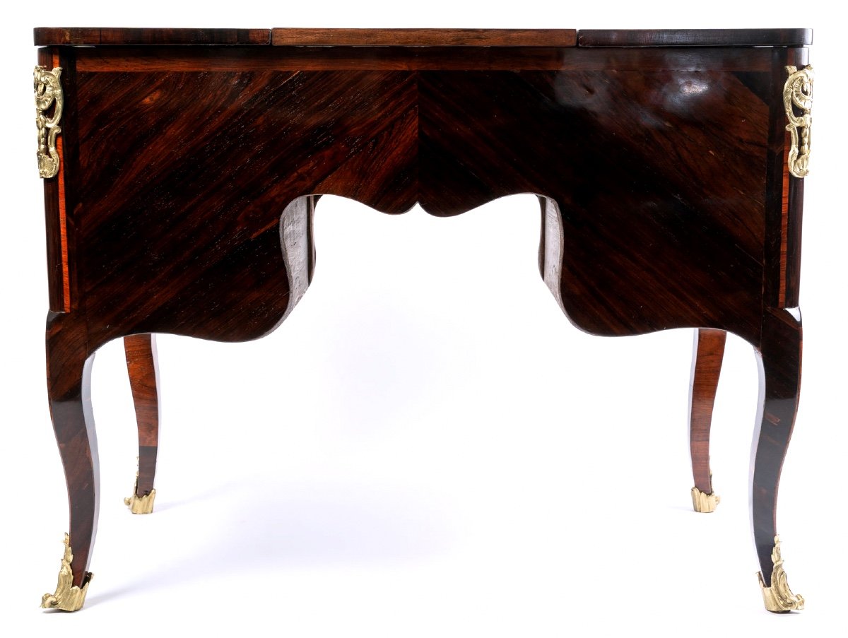 Elegant Center Dressing Table - Rosewood Veneer - D.genty Stamp - Louis XV Period-photo-4