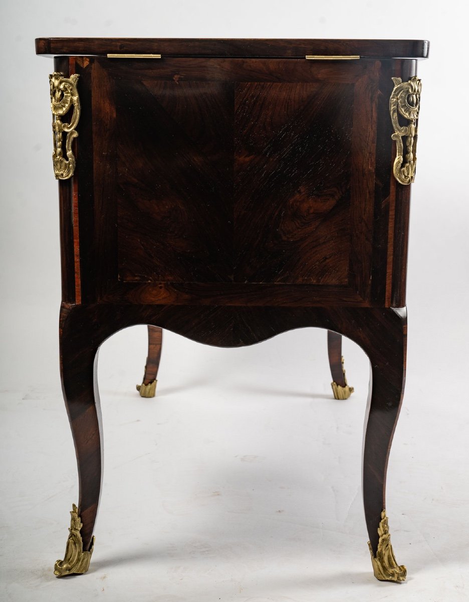 Elegant Center Dressing Table - Rosewood Veneer - D.genty Stamp - Louis XV Period-photo-3