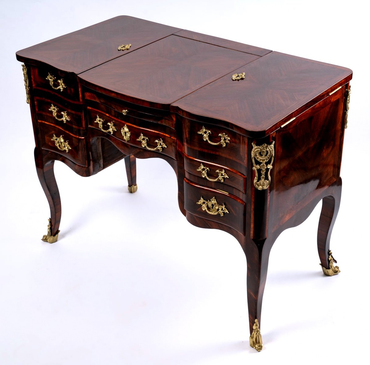 Elegant Center Dressing Table - Rosewood Veneer - D.genty Stamp - Louis XV Period