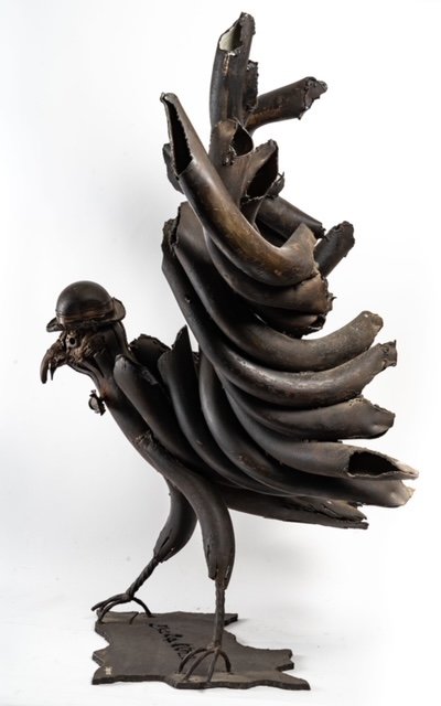 Aigle Noir - Sculpture Au Fer à Souder - Jean Alexandre Delattre - Époque XXème-photo-3