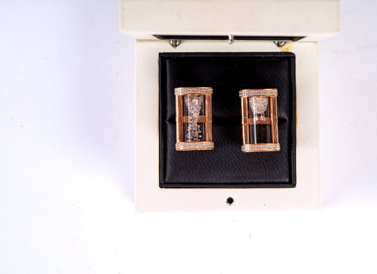 Rose Gold And Diamond Cufflinks - Maison Jacob & Co - 20th Century-photo-2