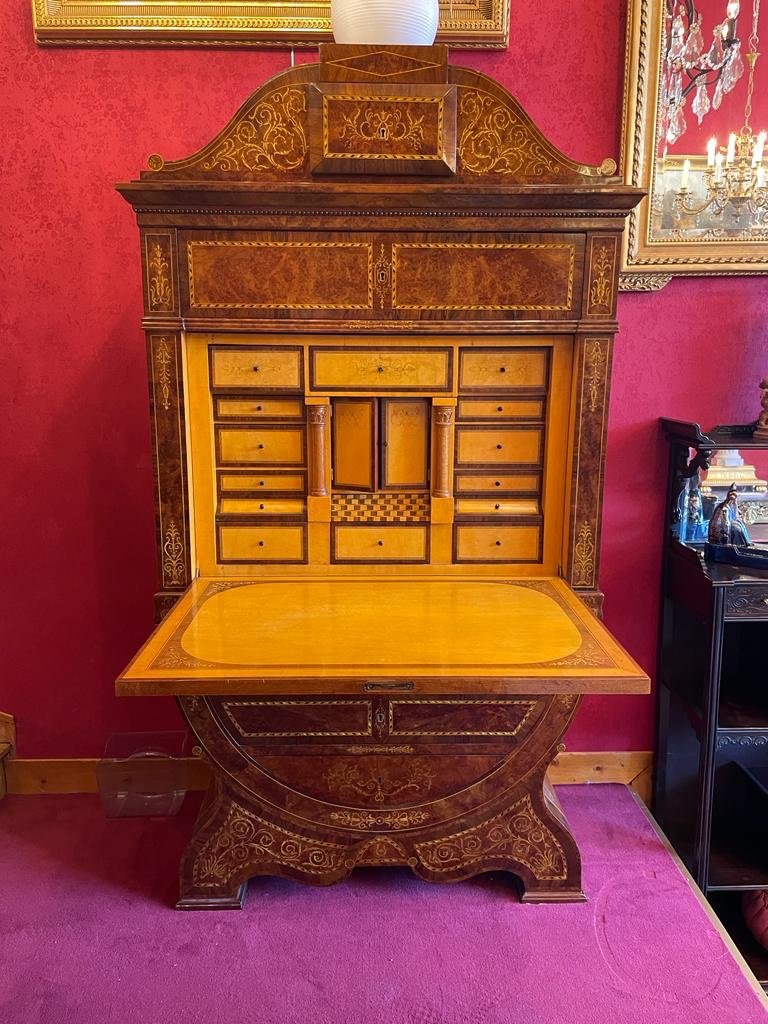 Curved Secretary - Rosewood And Lemon Tree - Circa: 1835-1840 - Biedermeier Period-photo-3