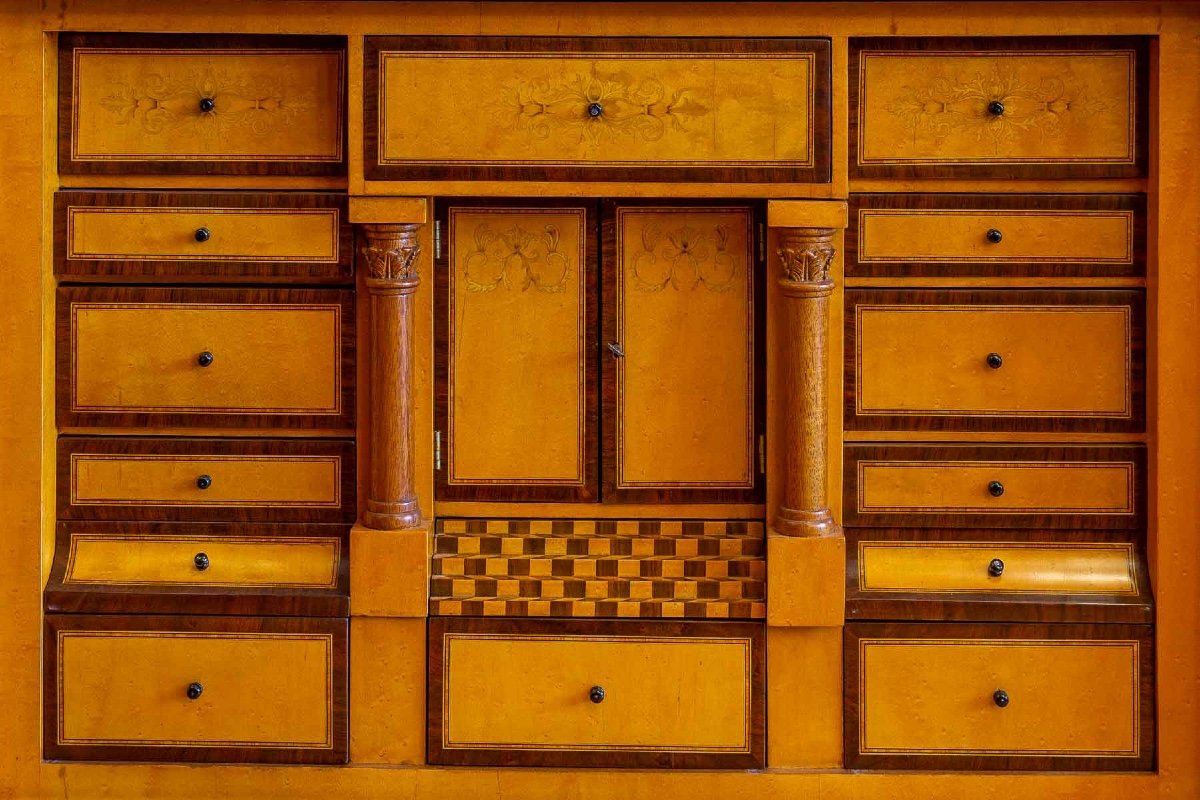 Curved Secretary - Rosewood And Lemon Tree - Circa: 1835-1840 - Biedermeier Period-photo-1