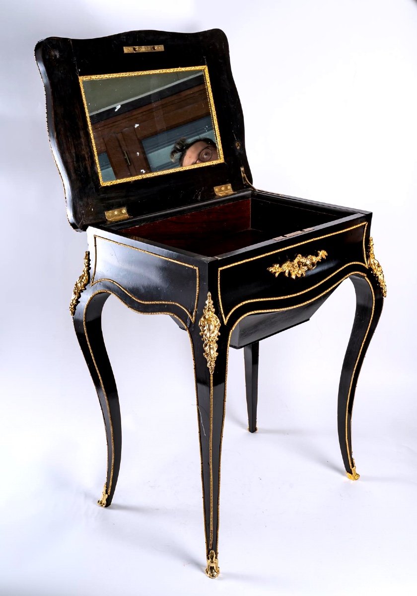Boulle Work Table - Stamped: L.gradé & Pelcot - Period: XIXth-photo-4