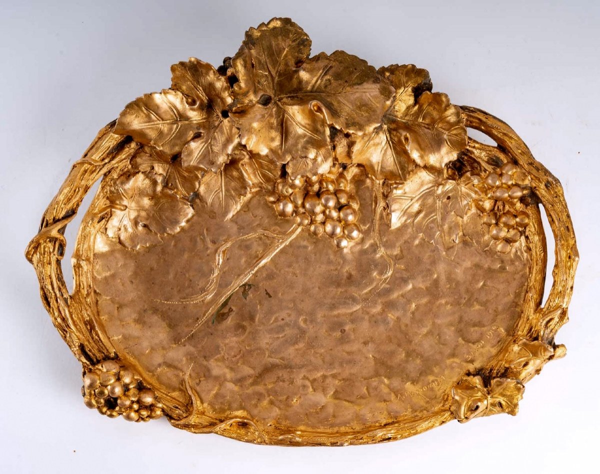 Fruit Bowl - Chiseled Bronze - Copper Patina - Albert Marionnet - Circa: 1912