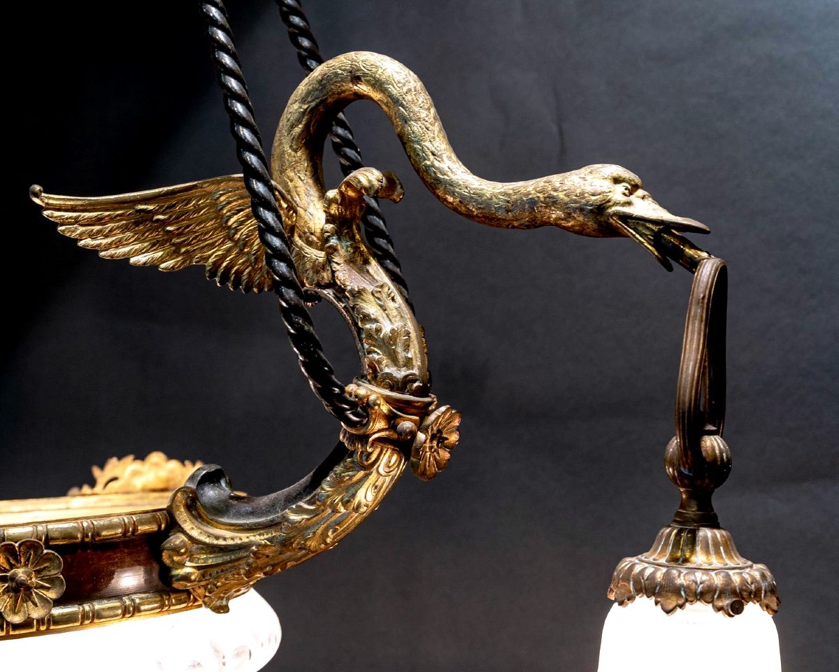 Exceptional And Rare Empire Chandelier - Crystal - Gilt Bronze And Patinated Brown - Period: XIXth-photo-1