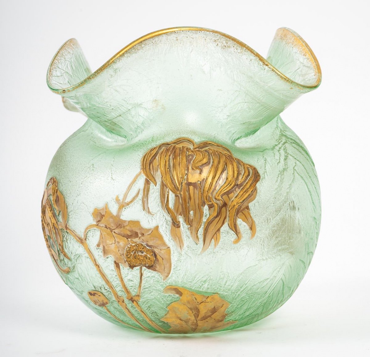 Vase Globulaire Givré à l'Acide - Signé Mont-joye - Époque : Art Nouveau - François T.legras-photo-2