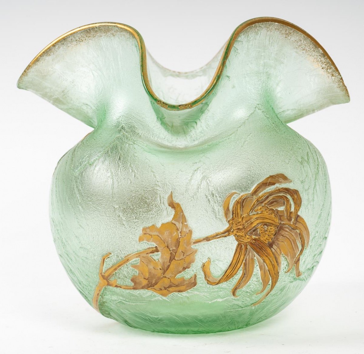 Vase Globulaire Givré à l'Acide - Signé Mont-joye - Époque : Art Nouveau - François T.legras-photo-2