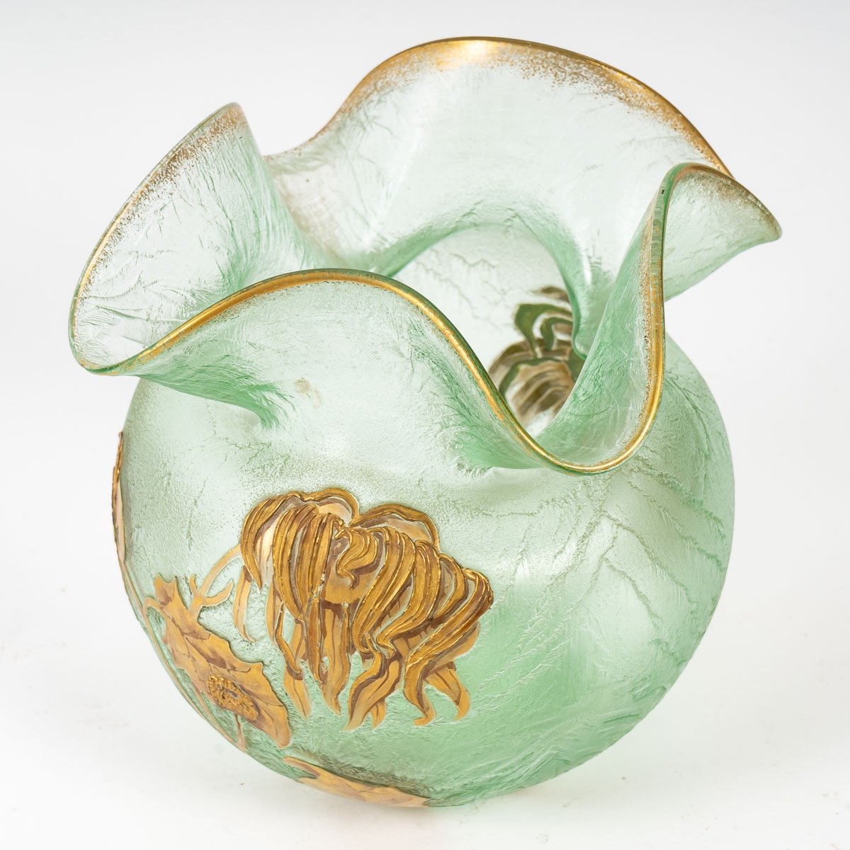 Vase Globulaire Givré à l'Acide - Signé Mont-joye - Époque : Art Nouveau - François T.legras