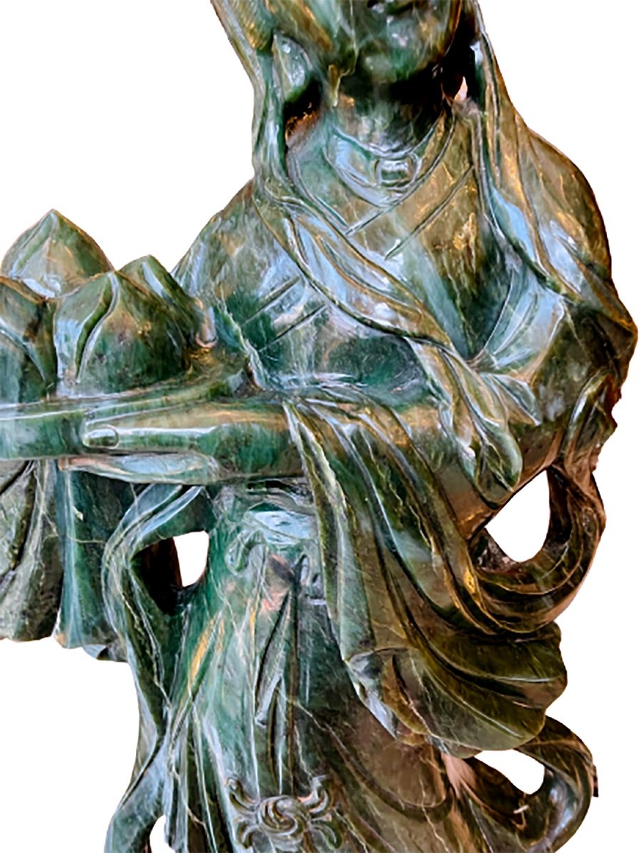 Grande Statue - Guan-yin En Pierre Jadéite - Chine - époque : Art Nouveau-photo-4