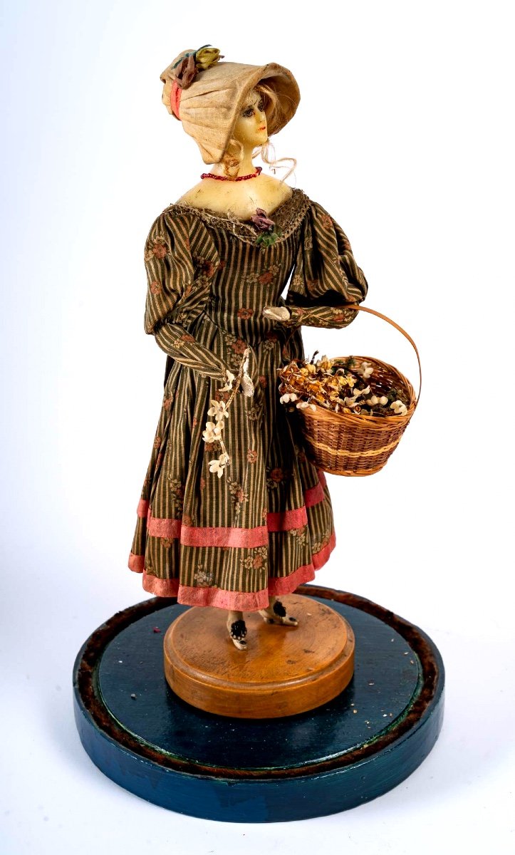 Wax Doll Under Globe - Period: XIXth Century-photo-3