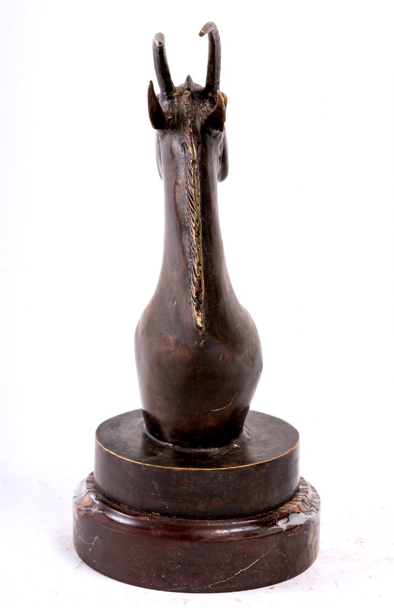 Sculpture Bronze - Tête Oryx - Fonte Début XXème-photo-1