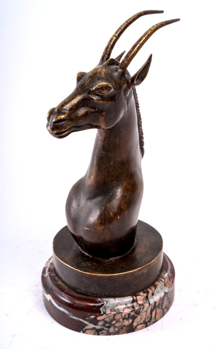 Sculpture Bronze - Tête Oryx - Fonte Début XXème