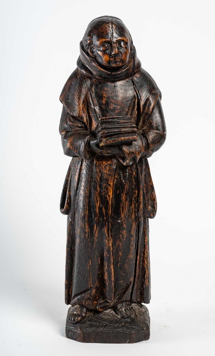 Sculpture Bois - Chêne Massif - Religieux Franciscain - époque : XVIIIème Siècle-photo-3