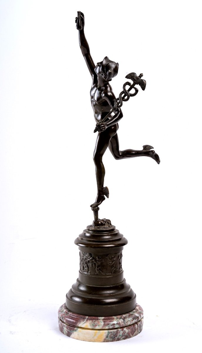 Black Patina Bronze - Flying Mercury - Jean De Bologna - XIXth Cast Iron - Circa: 1900-photo-1