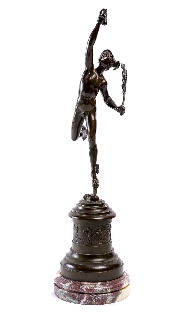 Black Patina Bronze - Flying Mercury - Jean De Bologna - XIXth Cast Iron - Circa: 1900