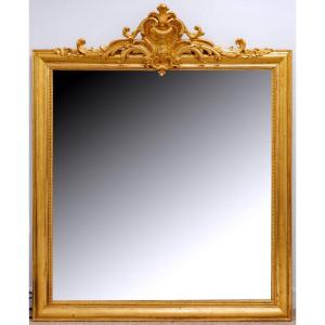 Large Trumeau Mirror - Gilded Wood With 24 Carat Leaf - Period: XIXth - Style: Louis XV