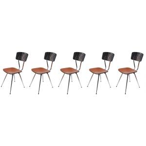 Série De 5 Chaises En Formica - Réalisation Française - époque : XXème Siècle
