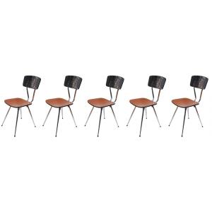 Série De 5 Chaises En Formica - Réalisation Française - époque : XXème Siècle