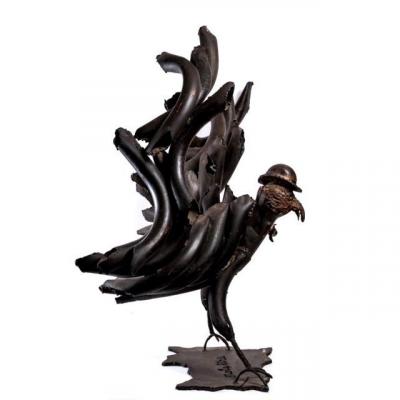 Aigle Noir - Sculpture Au Fer à Souder - Jean Alexandre Delattre - Époque XXème