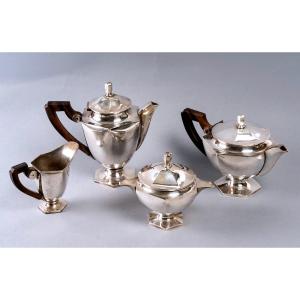 Lovely Tea And Coffee Service Of Four Pieces - Silver Metal - Period: Art Deco