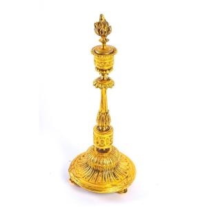 Candlestick In Gilt Bronze With Snuffer - Louis XVI Style - Period: XIXth Century