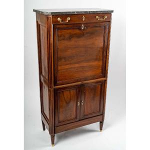 Louis XVI Secretaire - Waxed Polished Mahogany Veneer - XVIIIth Century Period