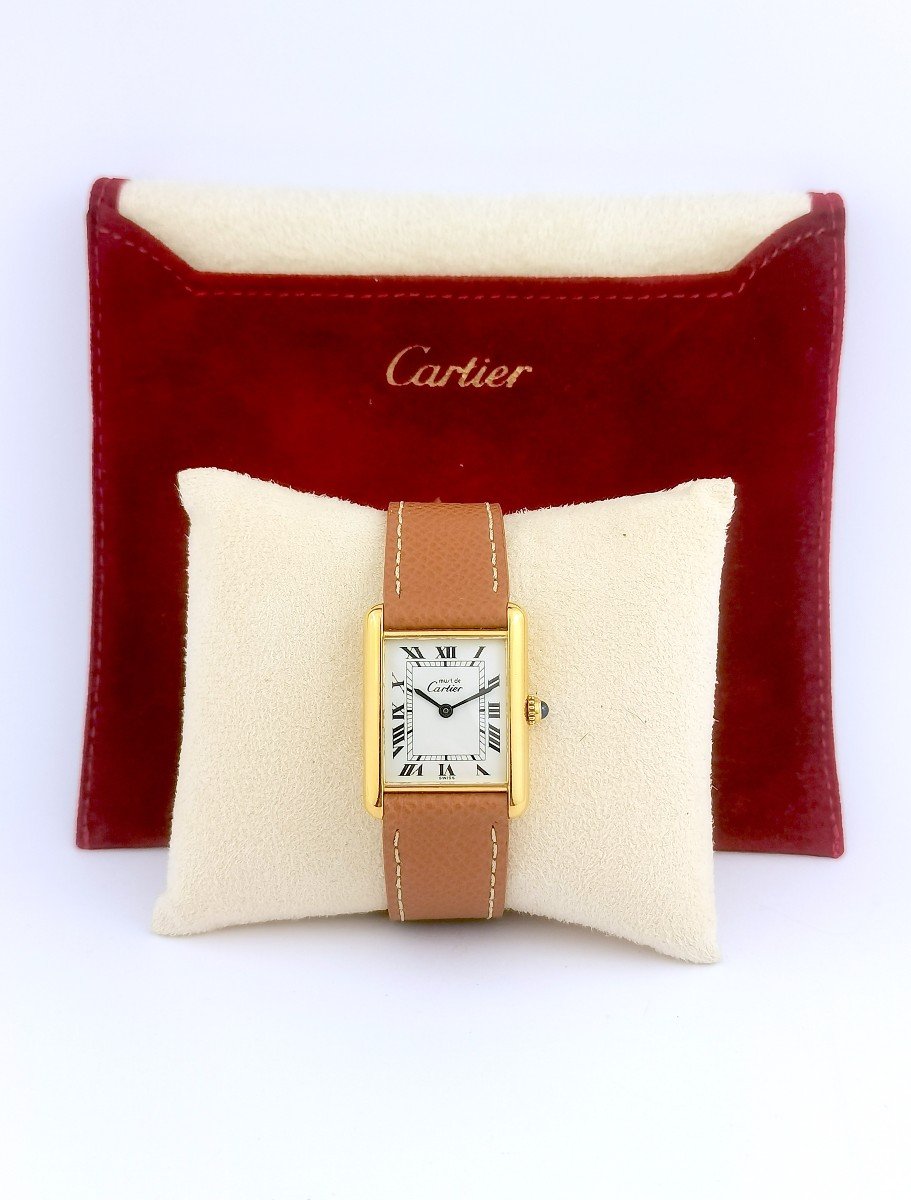 Cartier - Must Tank - Vermeil - 23 Mm (unisexe)-photo-5