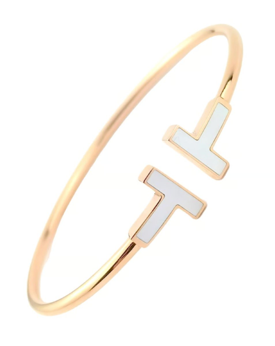 Tiffany & Co Bangle Bracelet - T Collection - T Wire Model - Rose Gold/mother-of-pearl