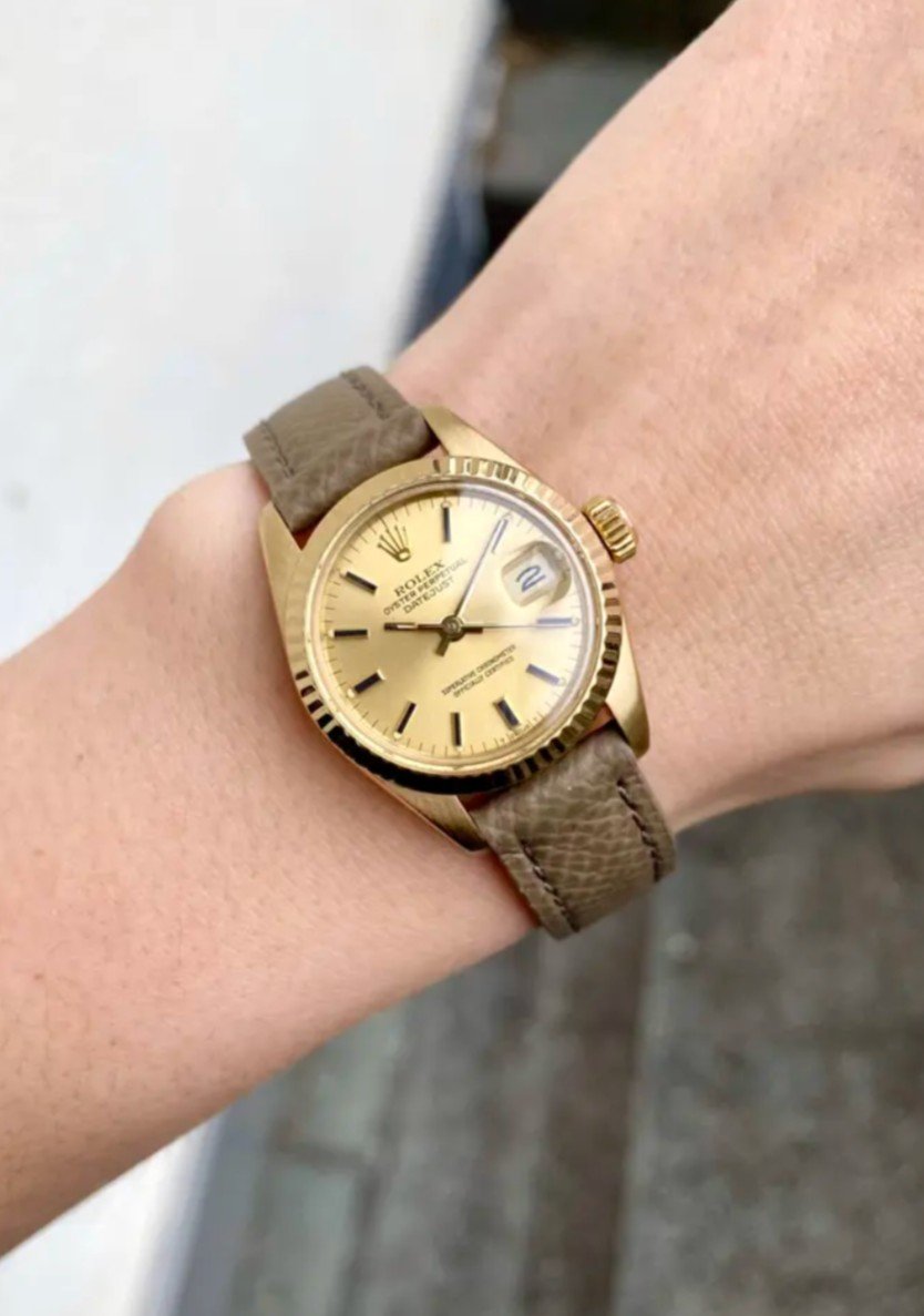 Montre Rolex - Oyster Perpetual Datejust - Or/cuir - 26 Mm-photo-2