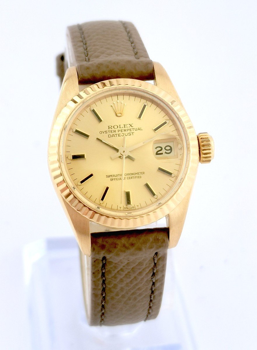 Montre Rolex - Oyster Perpetual Datejust - Or/cuir - 26 Mm-photo-4