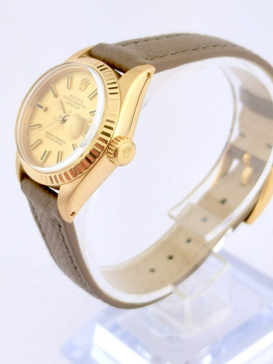Montre Rolex - Oyster Perpetual Datejust - Or/cuir - 26 Mm-photo-1