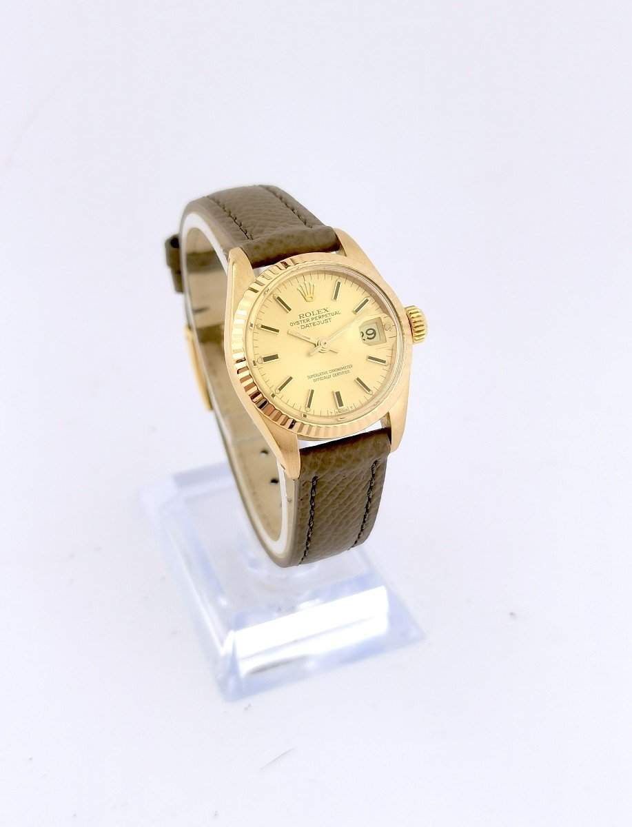 Montre Rolex - Oyster Perpetual Datejust - Or/cuir - 26 Mm-photo-2