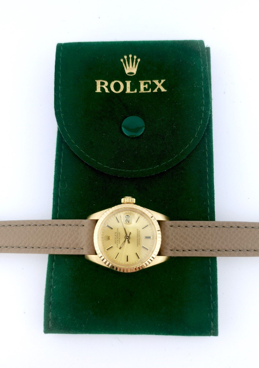 Montre Rolex - Oyster Perpetual Datejust - Or/cuir - 26 Mm-photo-5